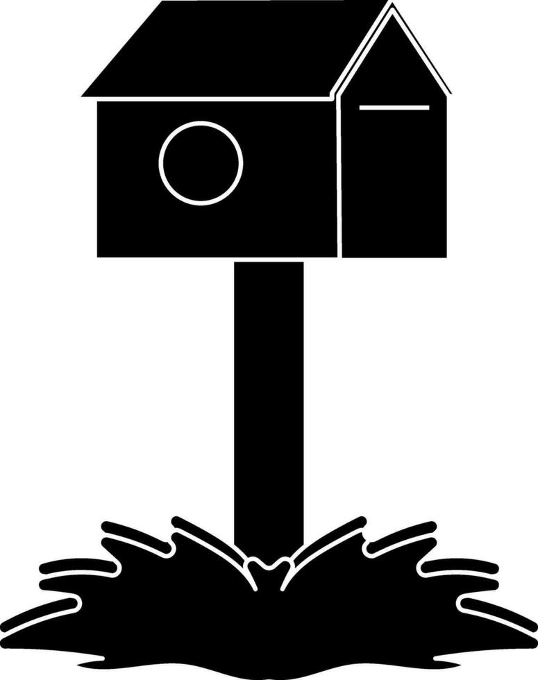 Birdhouse icon for nest concept in black style. vector