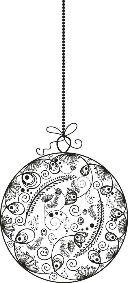 Floral design decorated christmas ball. vector
