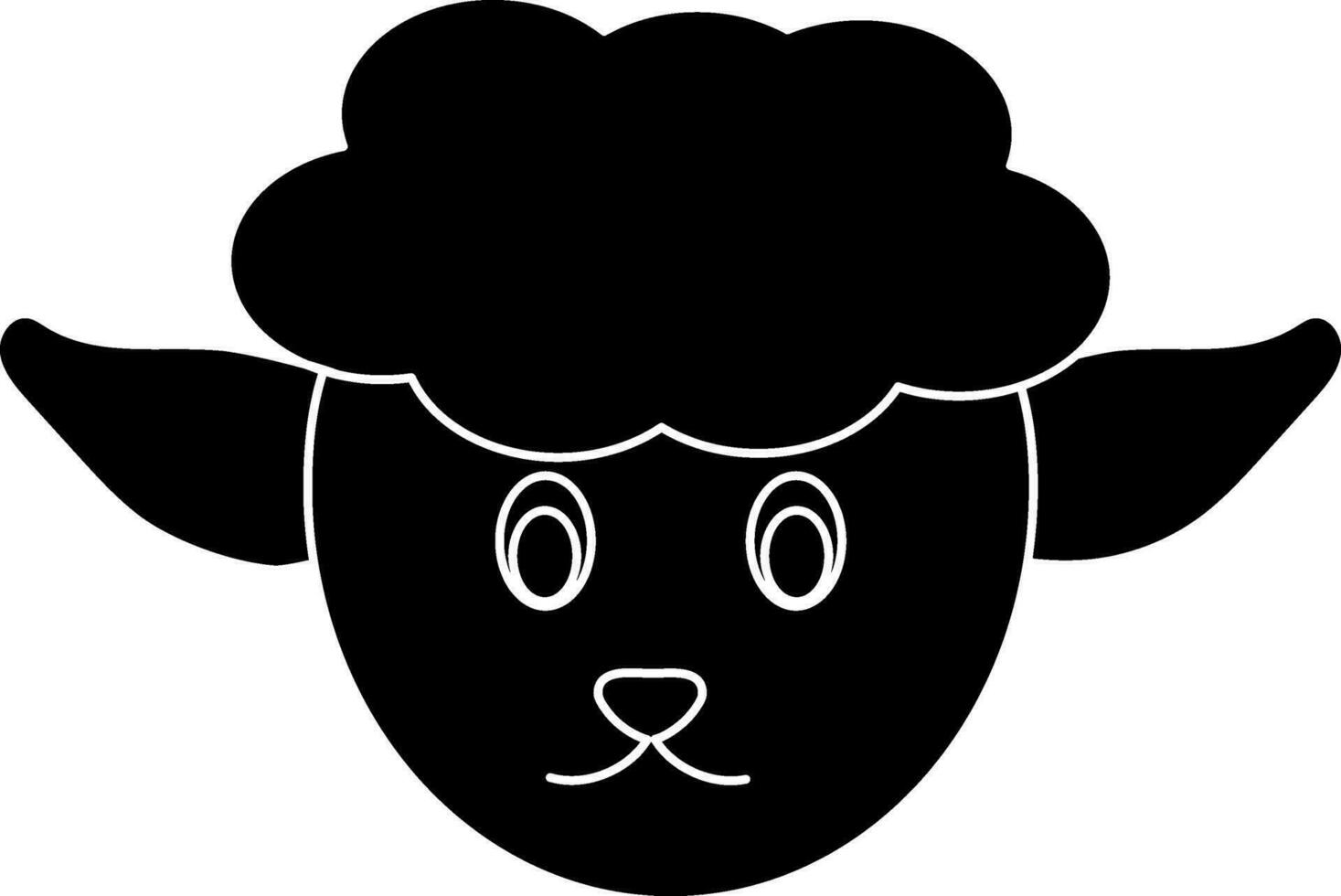 Illustration of sheep face icon for wool concept in black style. vector