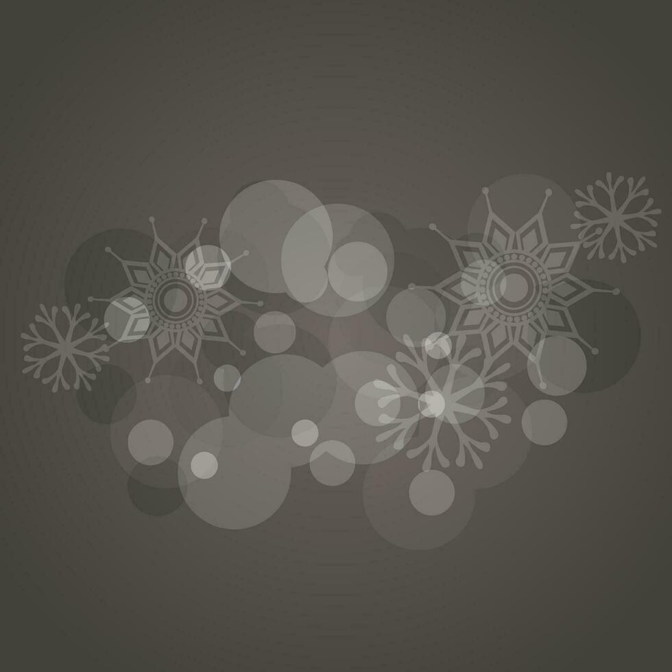 Abstract snowflake and circle decorated background. vector