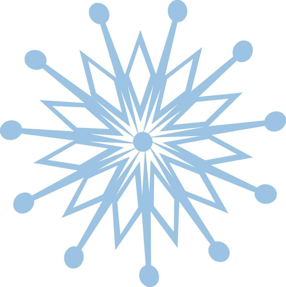 Flat icon of snowflake in blue color. vector