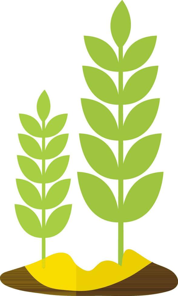 Green plant icon with soil in half shadow. vector