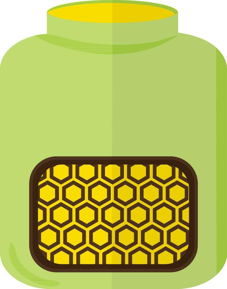 Green color bottle with yellow sticker icon in half shadow. vector