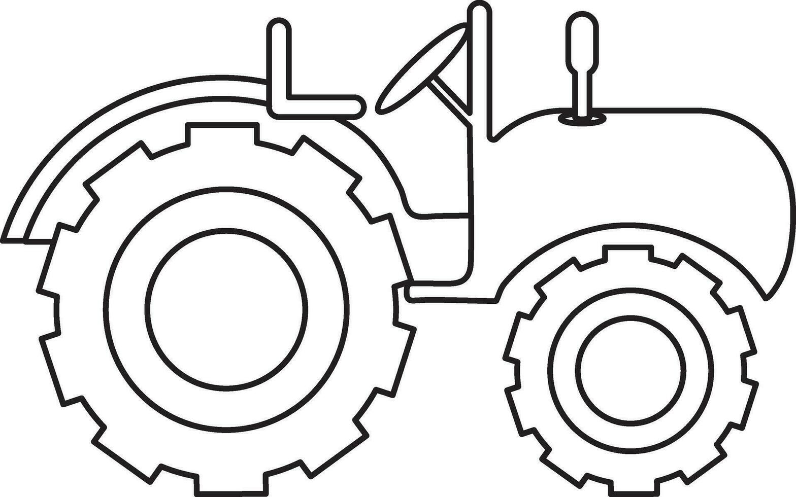 Stroke style of tractor icon in illustration. vector