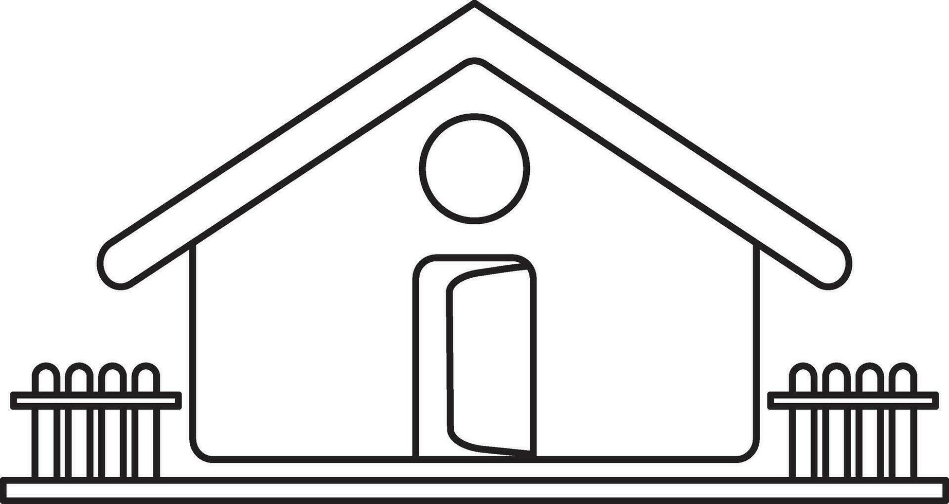 Stroke style of farm barn icon in illustration. vector