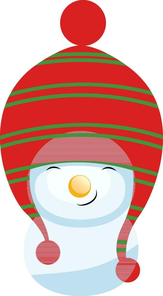 Cute Snowman wearing red winter cap. vector