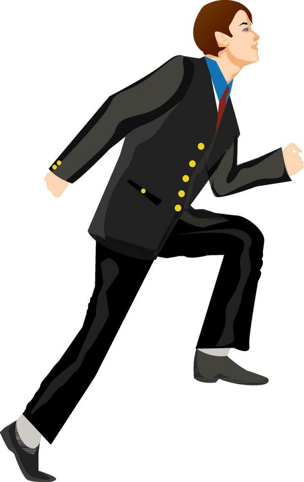 Cartoon character of running man dressed up in suit. vector