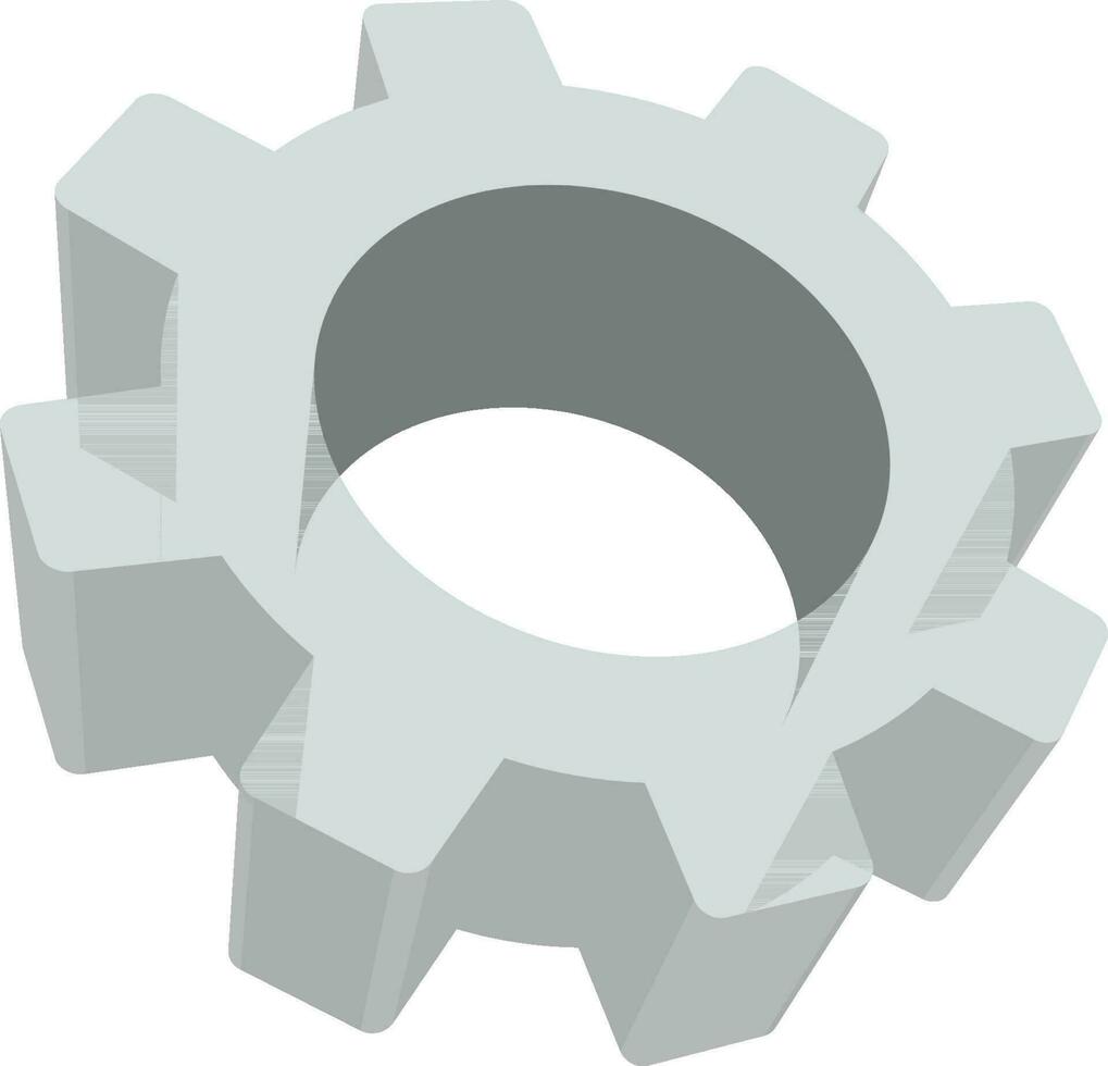 3d rueda dentada icono o símbolo aislado en blanco antecedentes. vector