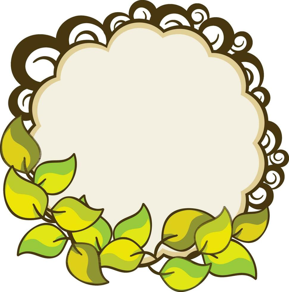 Circular frame design decorated with leaves. vector