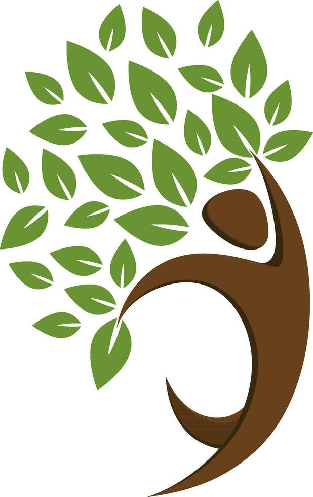 Human symbol with green leaves. vector