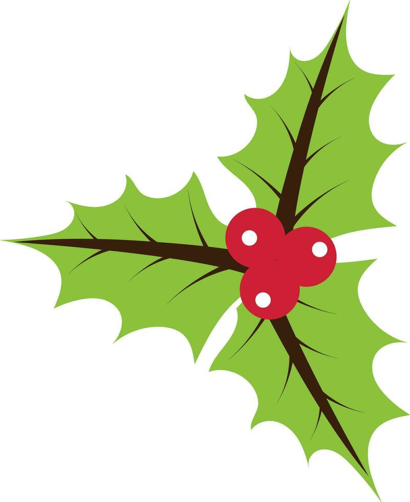 ilustración de Navidad acebos con hojas. vector