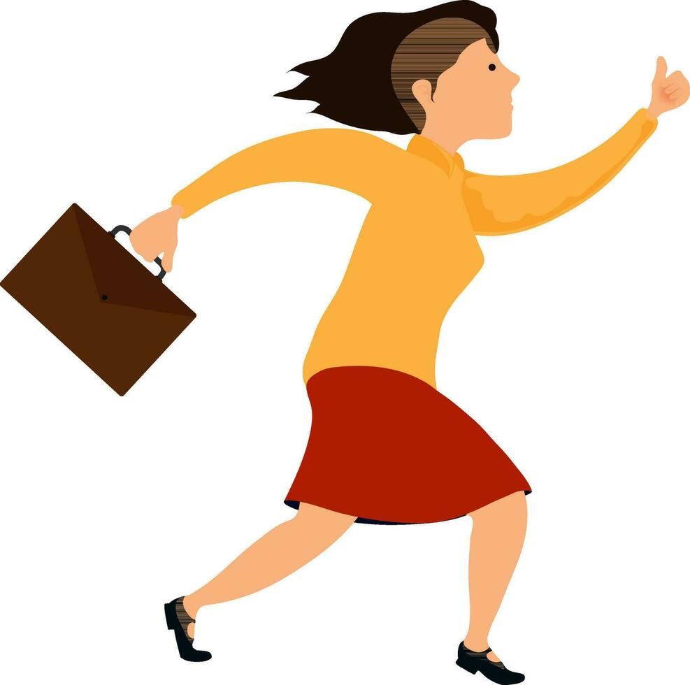 Cartoon character of a running business woman. vector