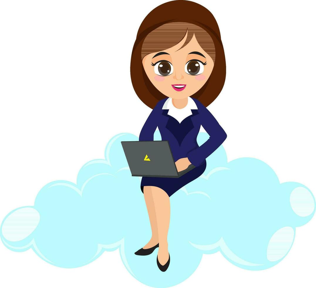 Business Woman working on laptop. vector