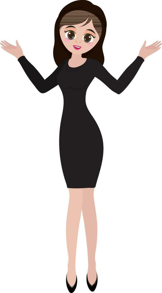 Character of woman with open arms. vector