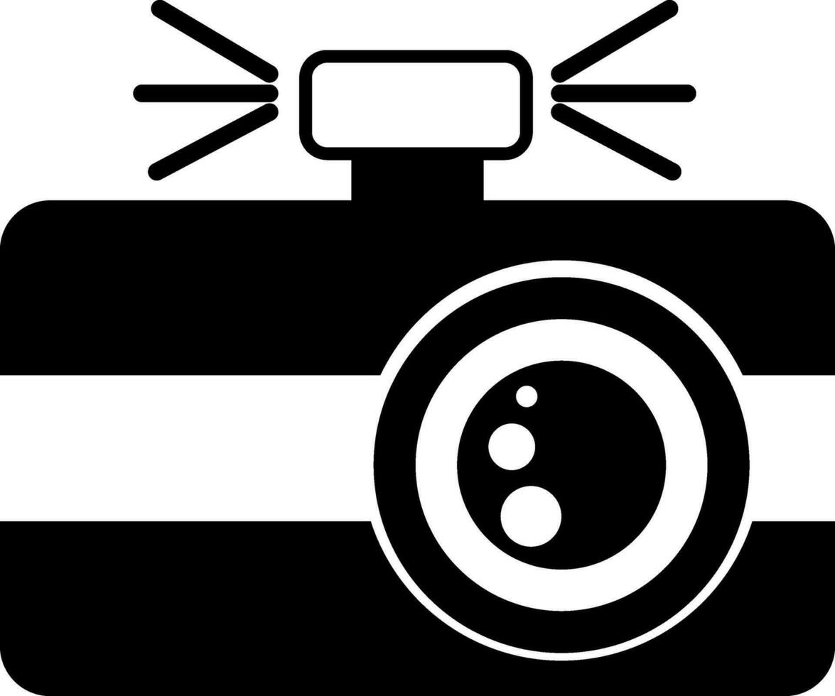 Stylish black and white camera icon. vector