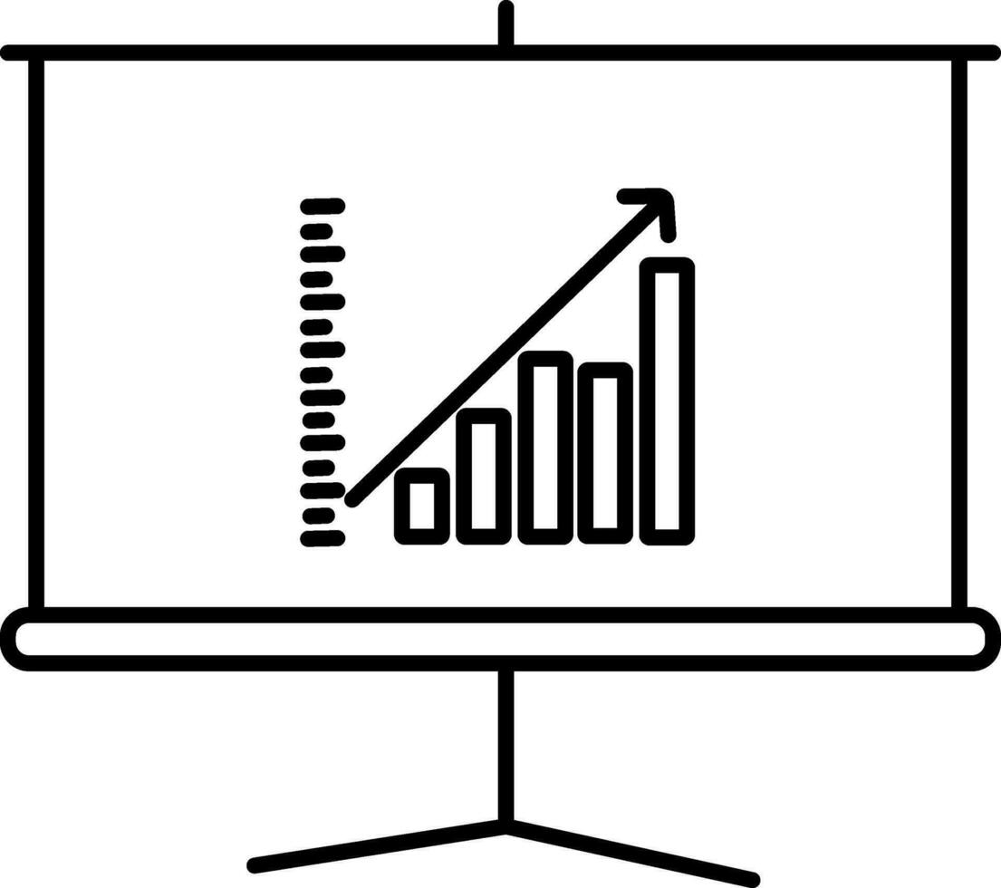 Projector screen with statistical graph showing growth. vector