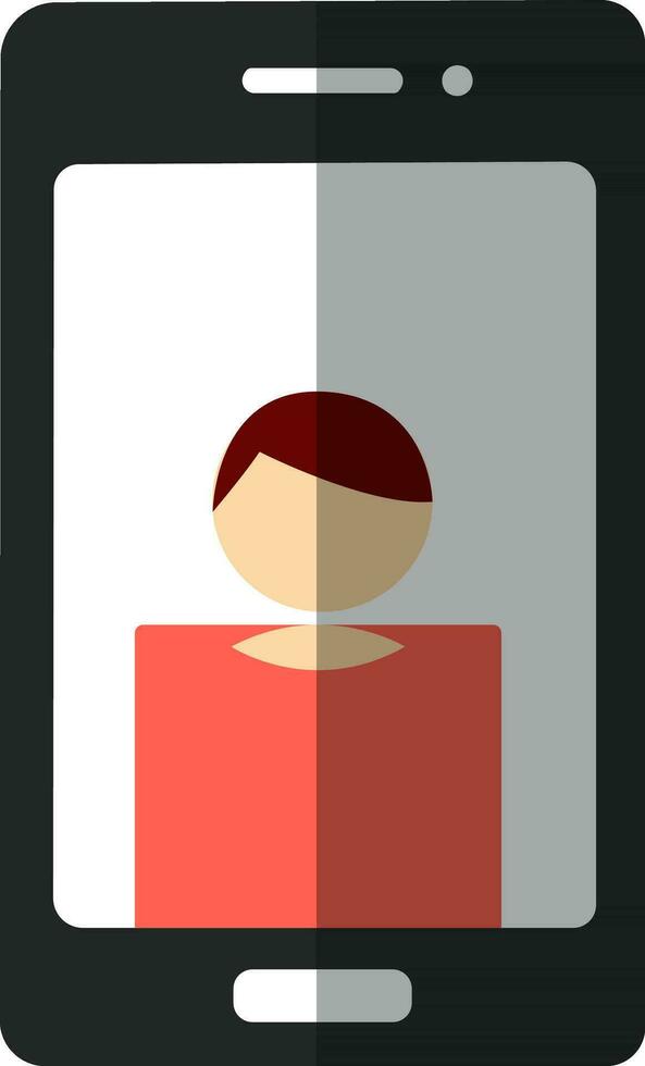 Smartphone with mobile user contact person sign. vector