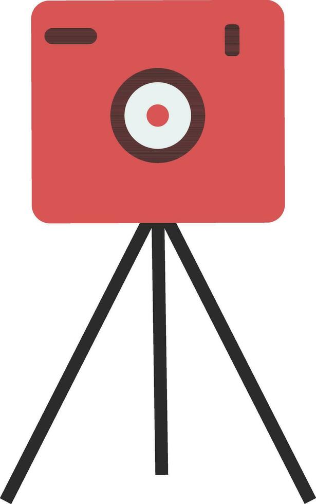 Pink and black camera on tripod. vector