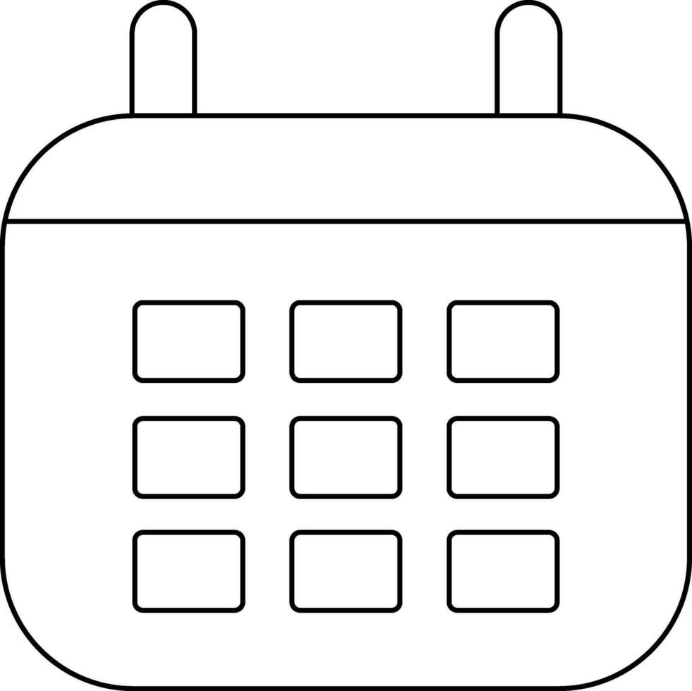 Isolated calendar in line art illustration. vector