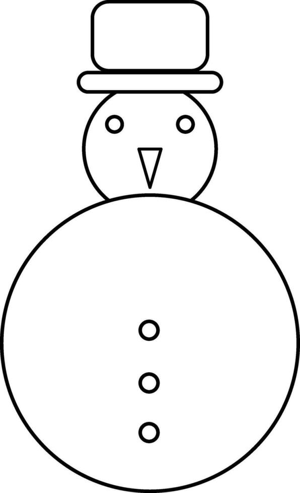 monigote de nieve vistiendo sombrero en línea Arte ilustración. vector