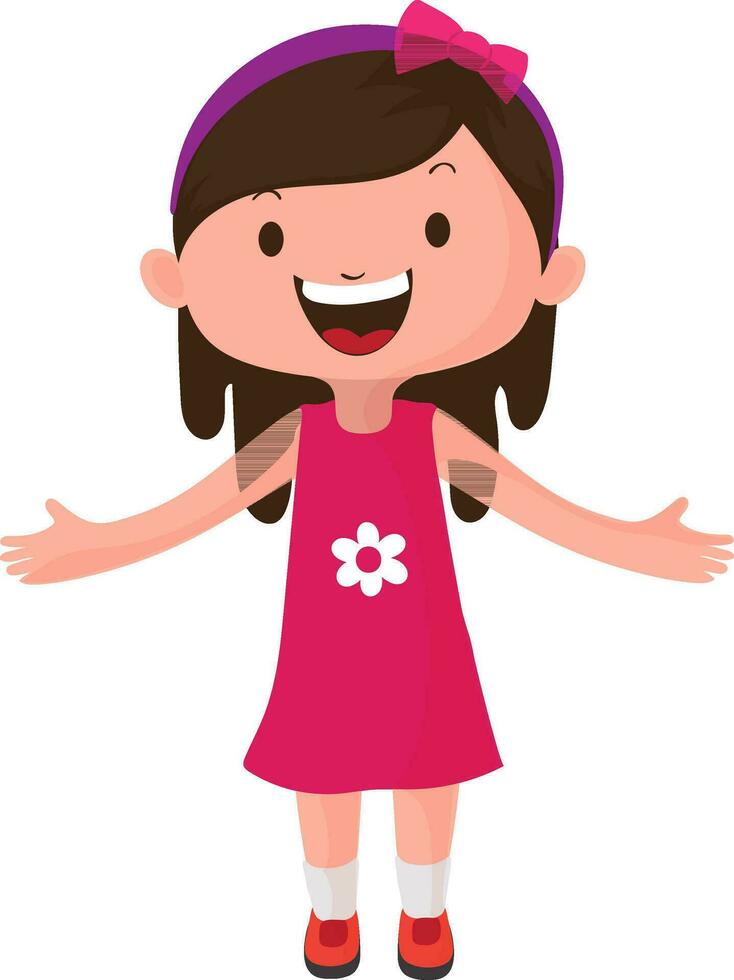 Cute little girl with open hands. vector