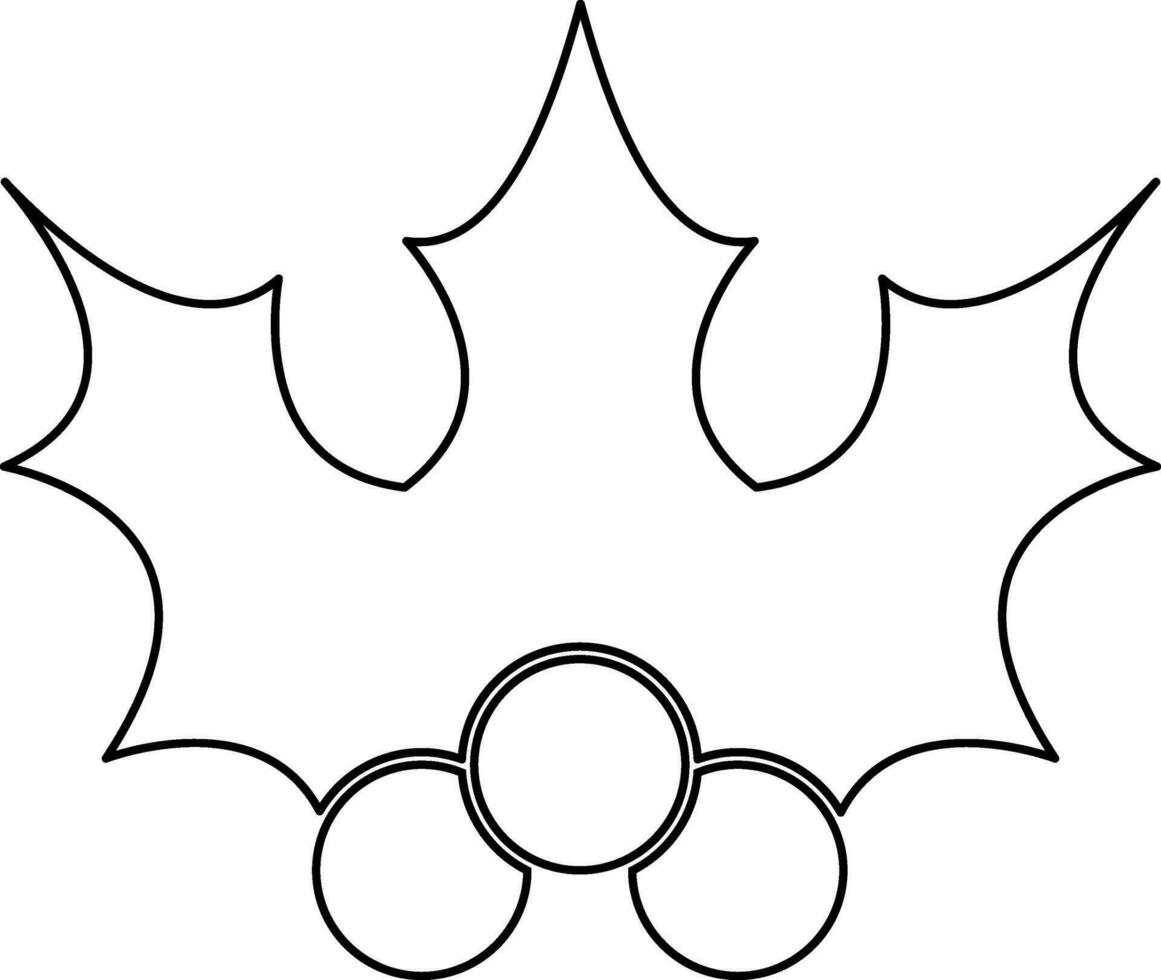 Line art holly with leaves on background. vector