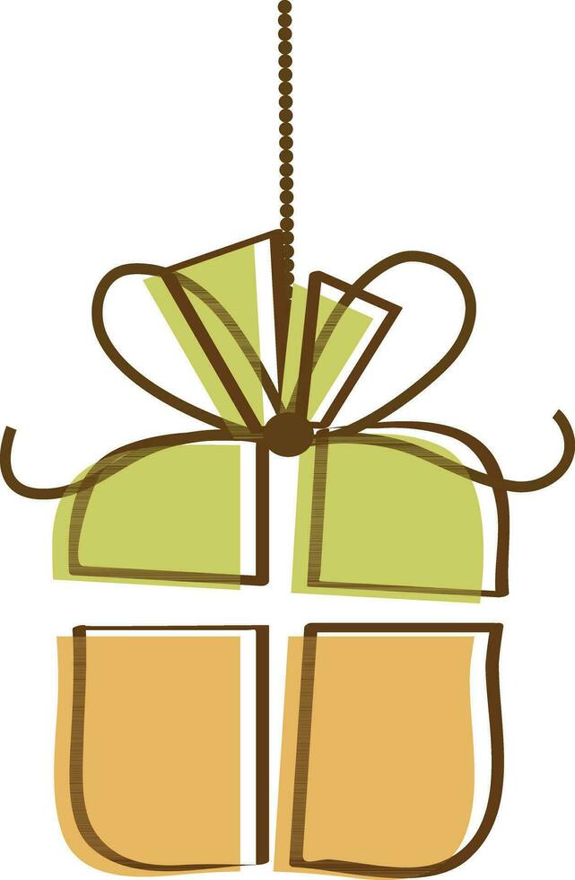 Hanging gift box icon in doodle style. vector