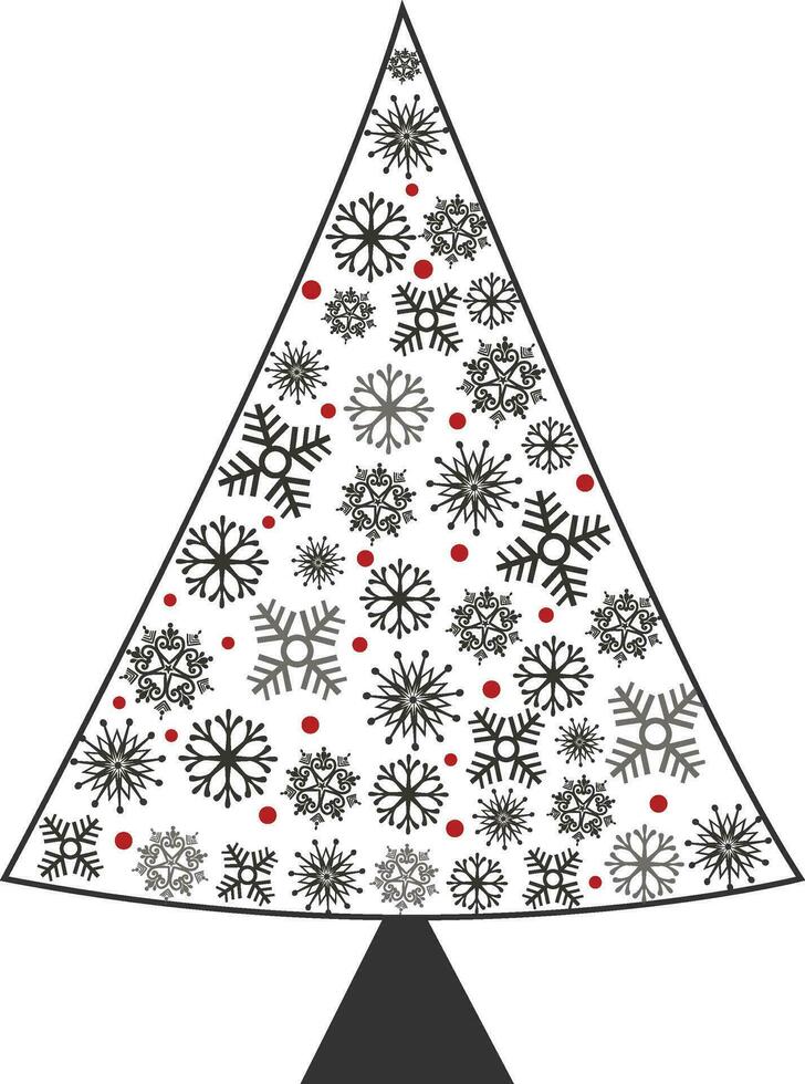 Snowflake decorated Christmas tree in gray color. vector