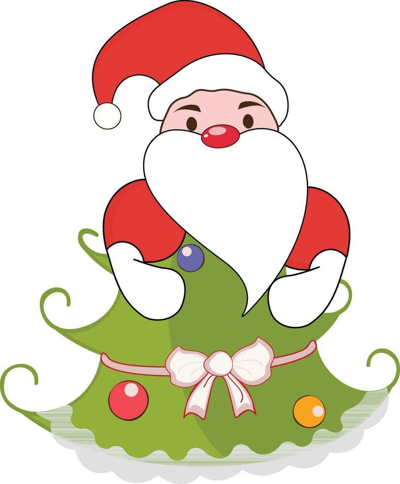 dibujos animados Papa Noel claus con Navidad árbol. vector