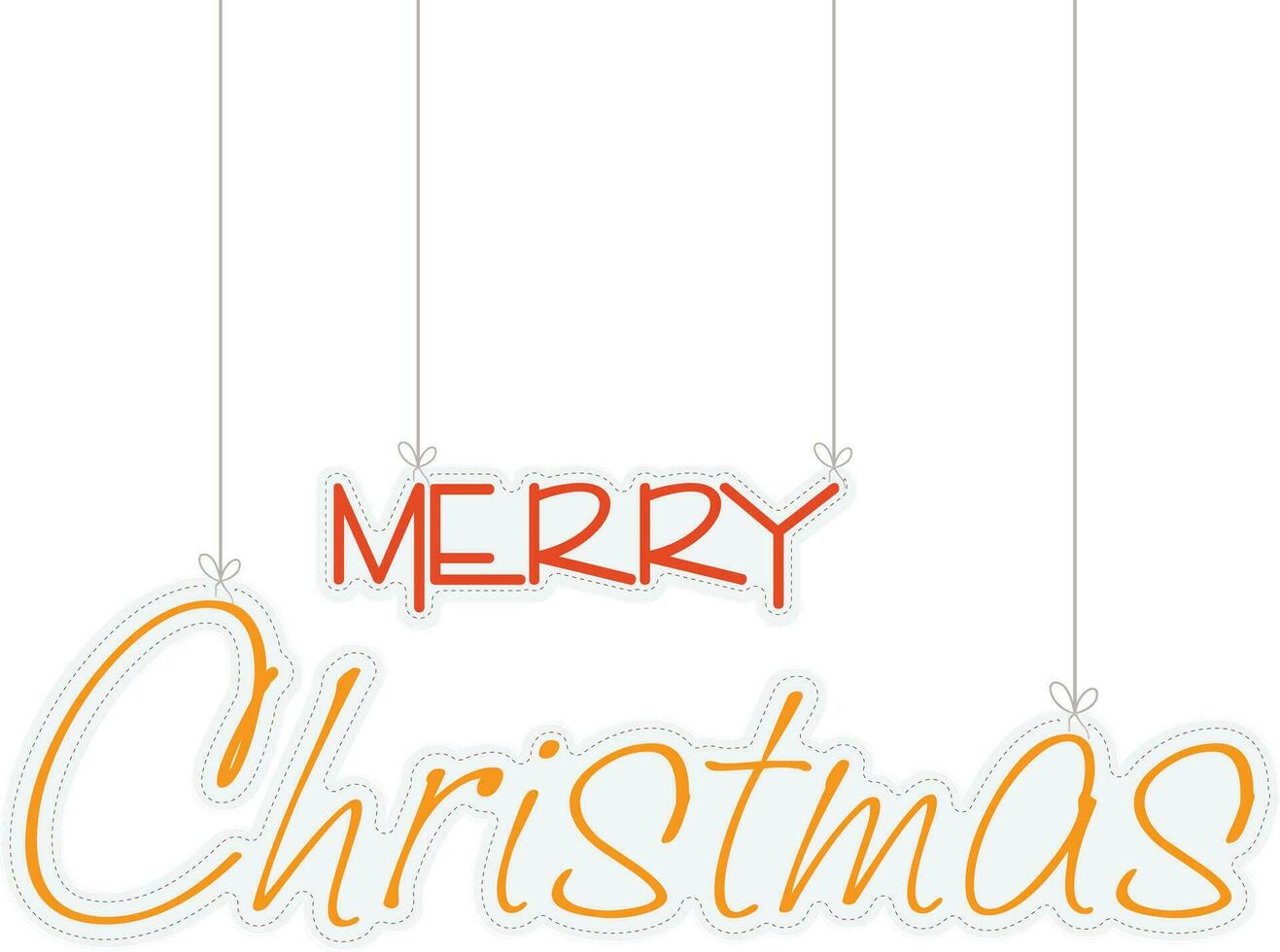 Hanging paper text Merry Christmas for celebration. vector