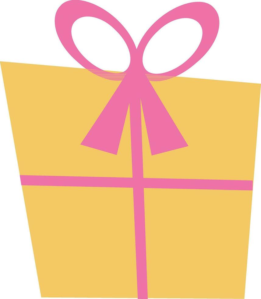 plano estilo amarillo y rosado color regalo caja icono. vector
