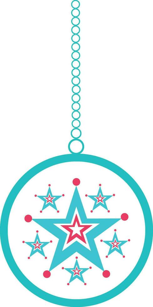 Stars decorated blue hanging Christmas ball. vector