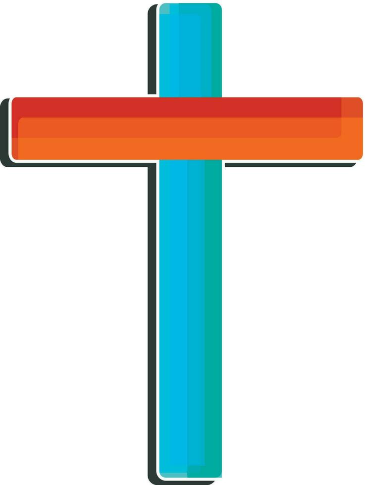 Blue and red Christian cross sign vector
