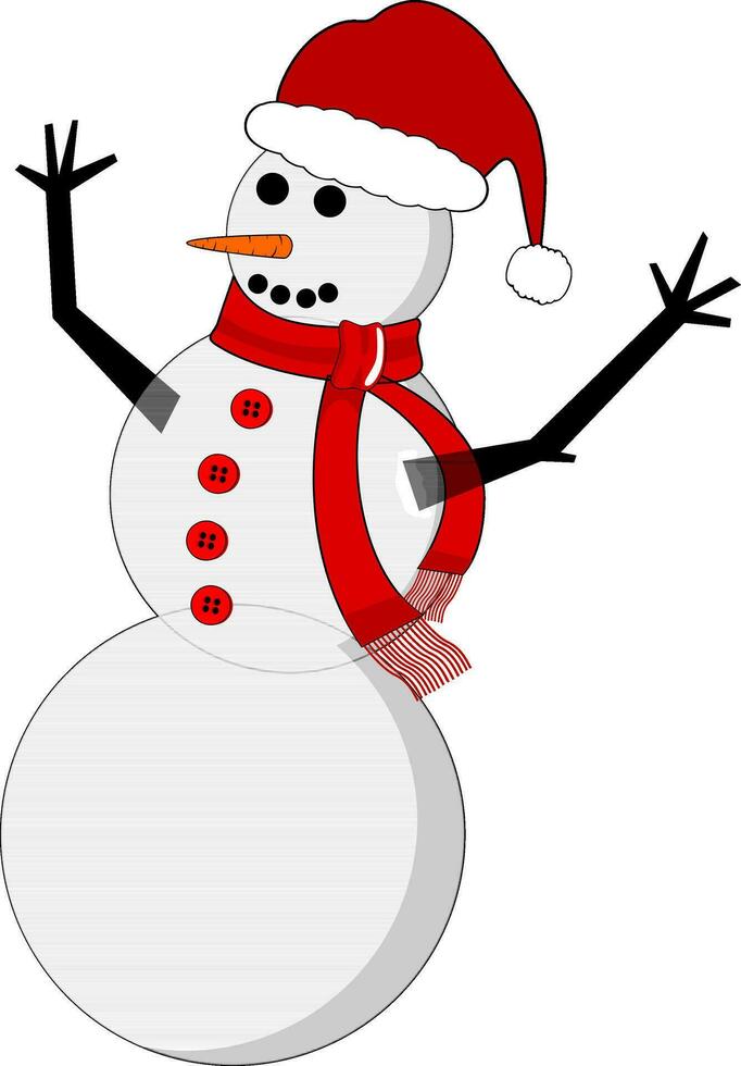 Character of snowman with cap and scraf. vector