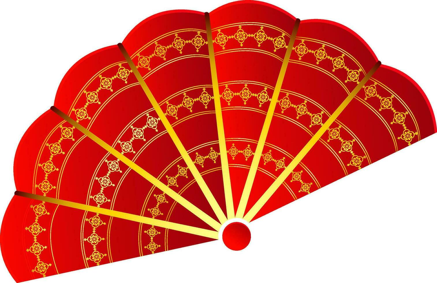 Chinese fan in red and gloden color. vector