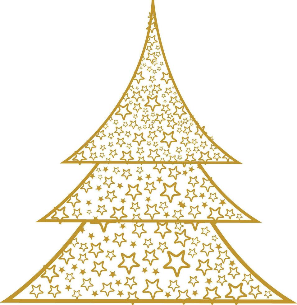 Stars decorated Christmas tree. vector