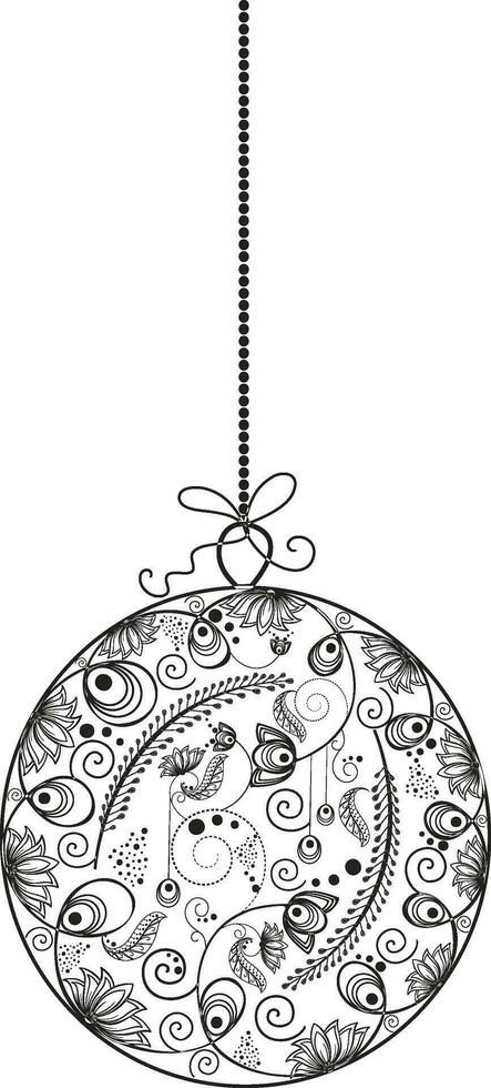 Floral decorated hanging Christmas ball. vector