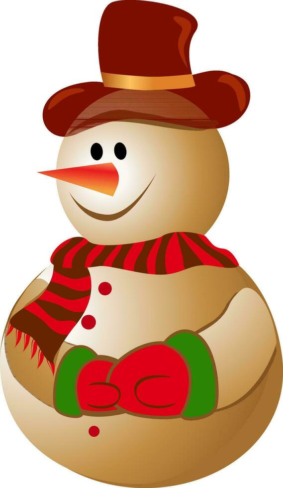 Cartoon character of smiling snowman. vector