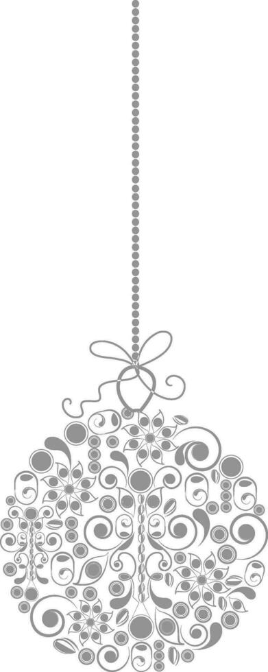 Floral ornaments decorated Christmas ball icon. vector