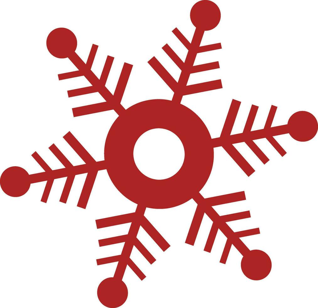 Red snowflake on white background. vector