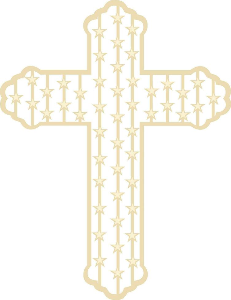 Christian cross symbol or icon with stars decorated. vector