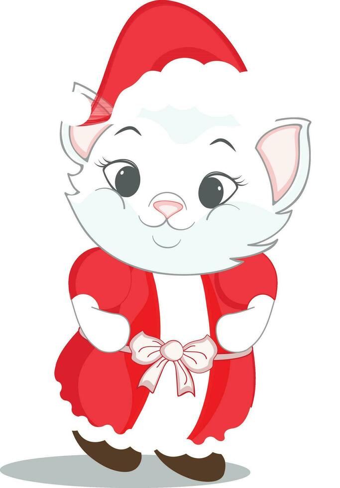 personaje de gato vistiendo Papa Noel claus vestido. vector
