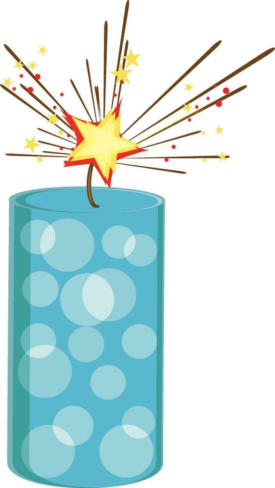 Burning abstract dynamite in blue color. vector