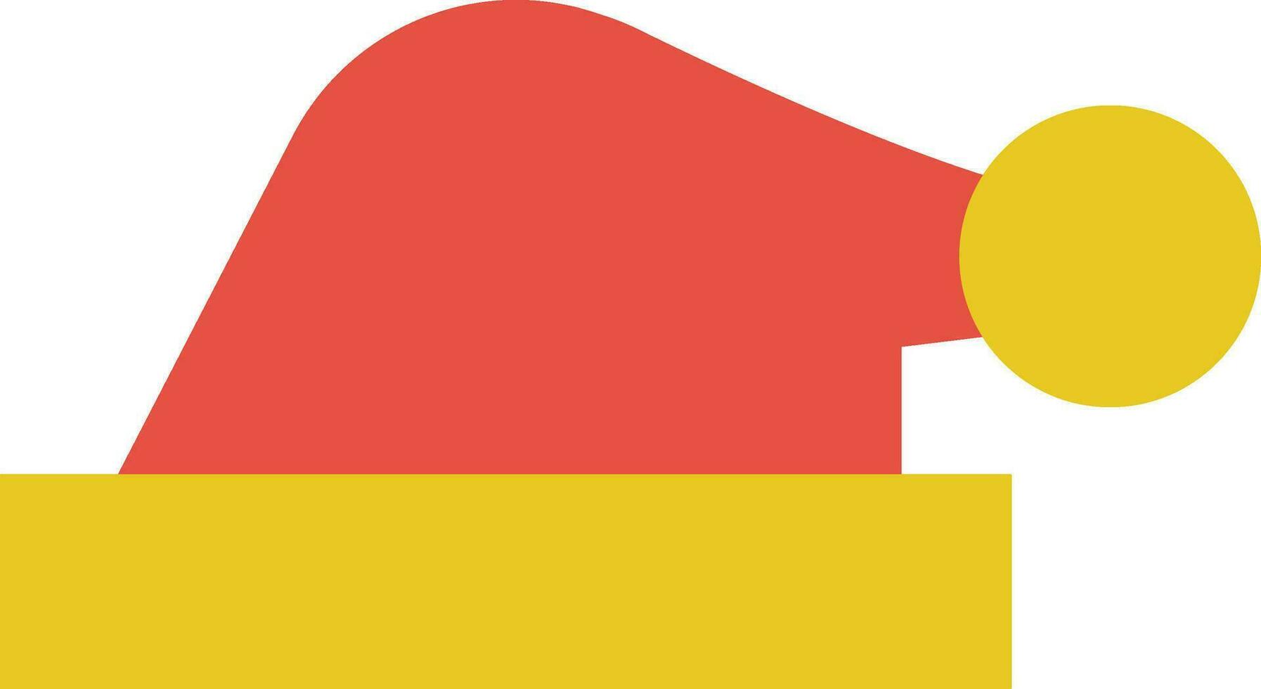 Yelow and red Santa cap in flat style. vector