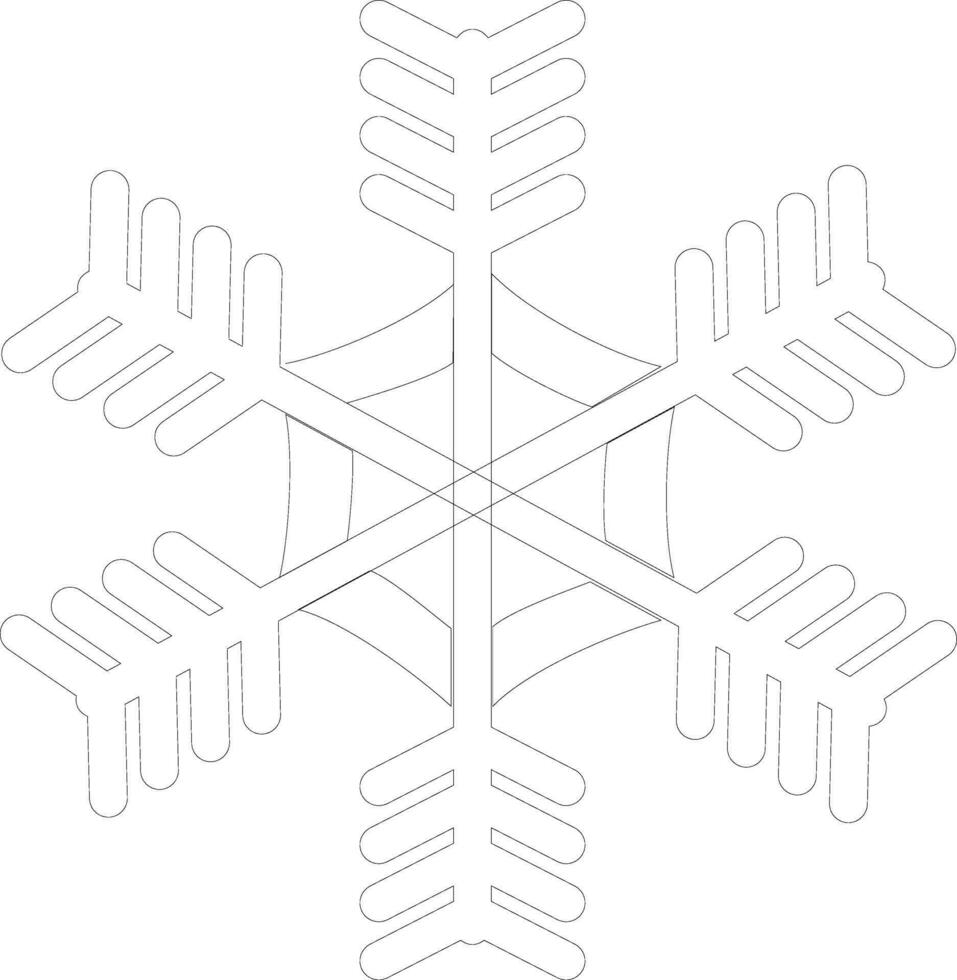 Isolated line art icon of snowflake in flat style. vector