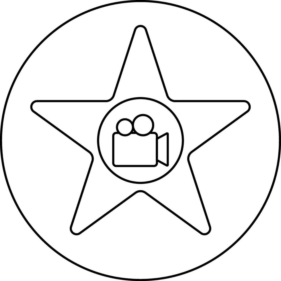 Icon of camera inside star with circular background. vector