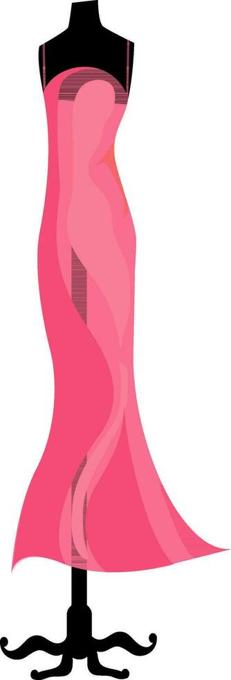 Elegant long pink dress on mannequin. vector