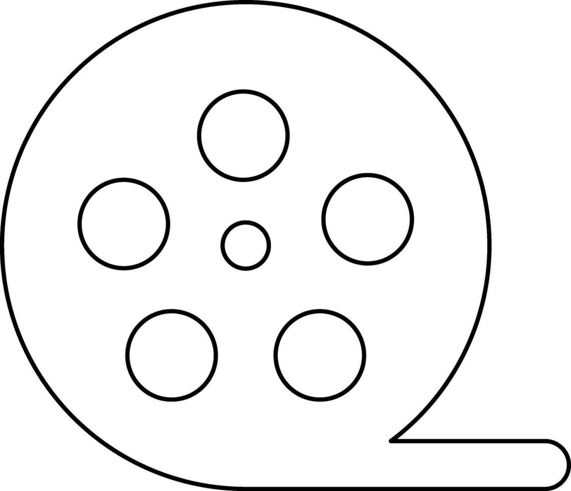 Stroke icon of cinema tape and film reel. vector