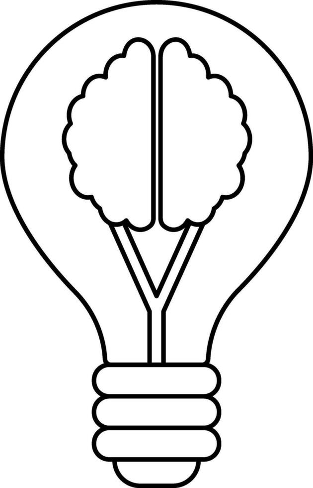 Icon of bulb inside brain in illustration. vector
