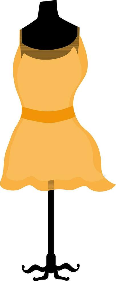 Yellow short dress on mannequin. vector